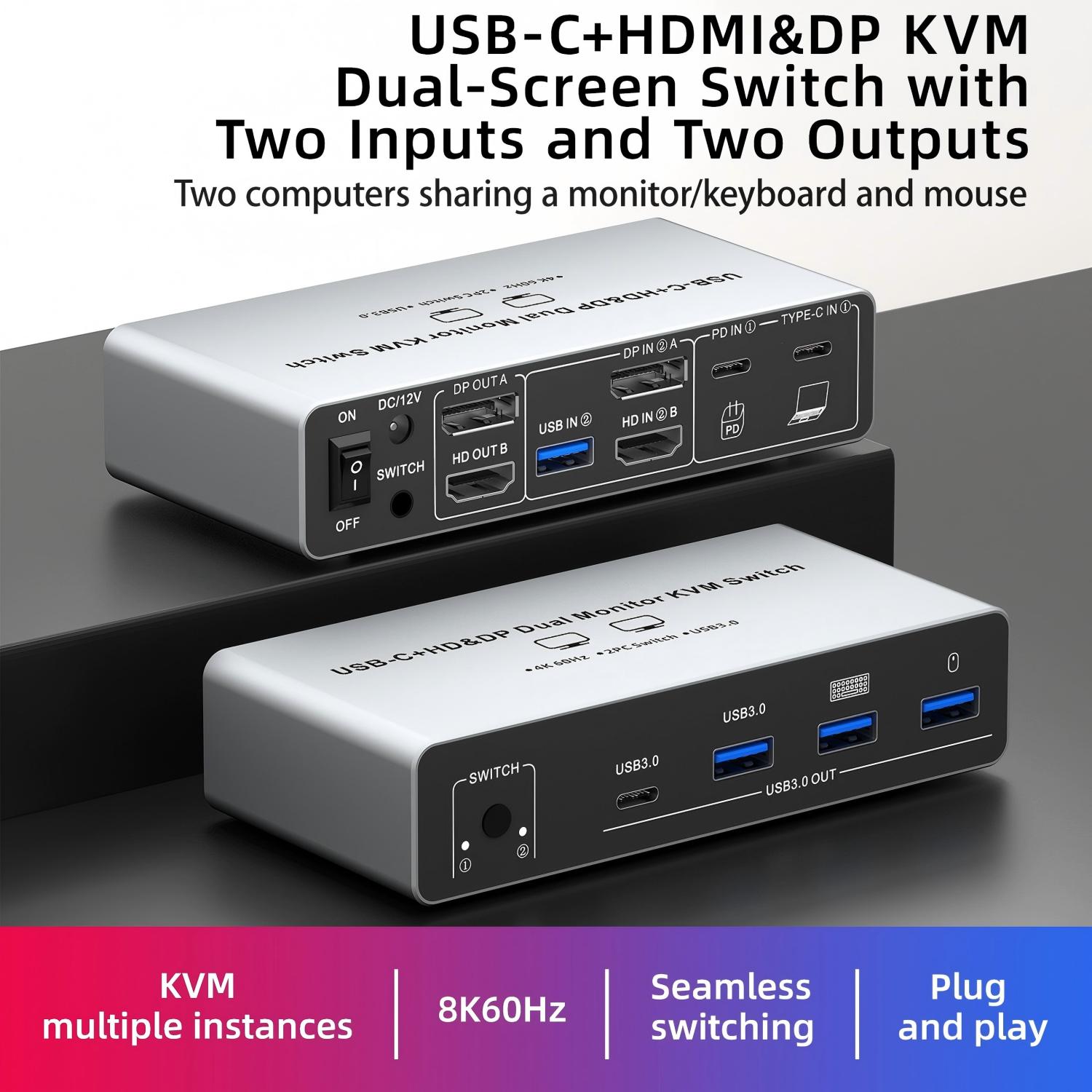 Switch KVM USB C HDMI DP 2 mon - Laptop Accessories Women recensione e prezzo